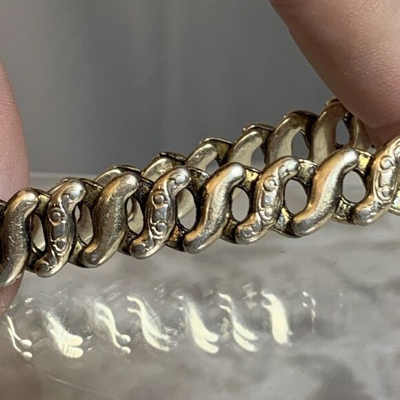 Vintage Co-Star Sweetheart Expansion Bracelet Gold Tone Blue Glass Heart 1940s - Picture 10 of 15